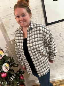 Holly Grey Houndstooth Shacket