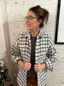 Holly Grey Houndstooth Shacket